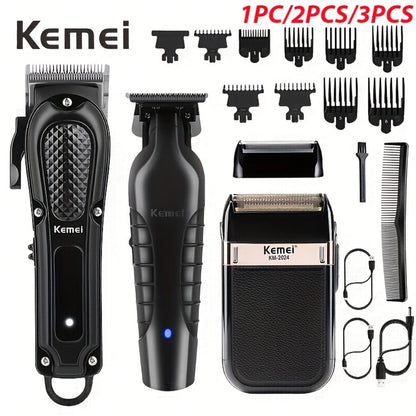 Kemei Hair Clipper & Beard Trimmer Set for Men — Professional Grooming Kit with Reciprocating Shaver, USB Rechargeable, Home & Salon Use, Father's Day & Birthday Gift for Dad