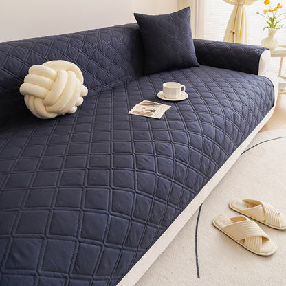 Sofa Cover Three-Piece Soundwave Embossed Set with Sofa Panel, Two Armrest Covers and Anti-Slip Mat