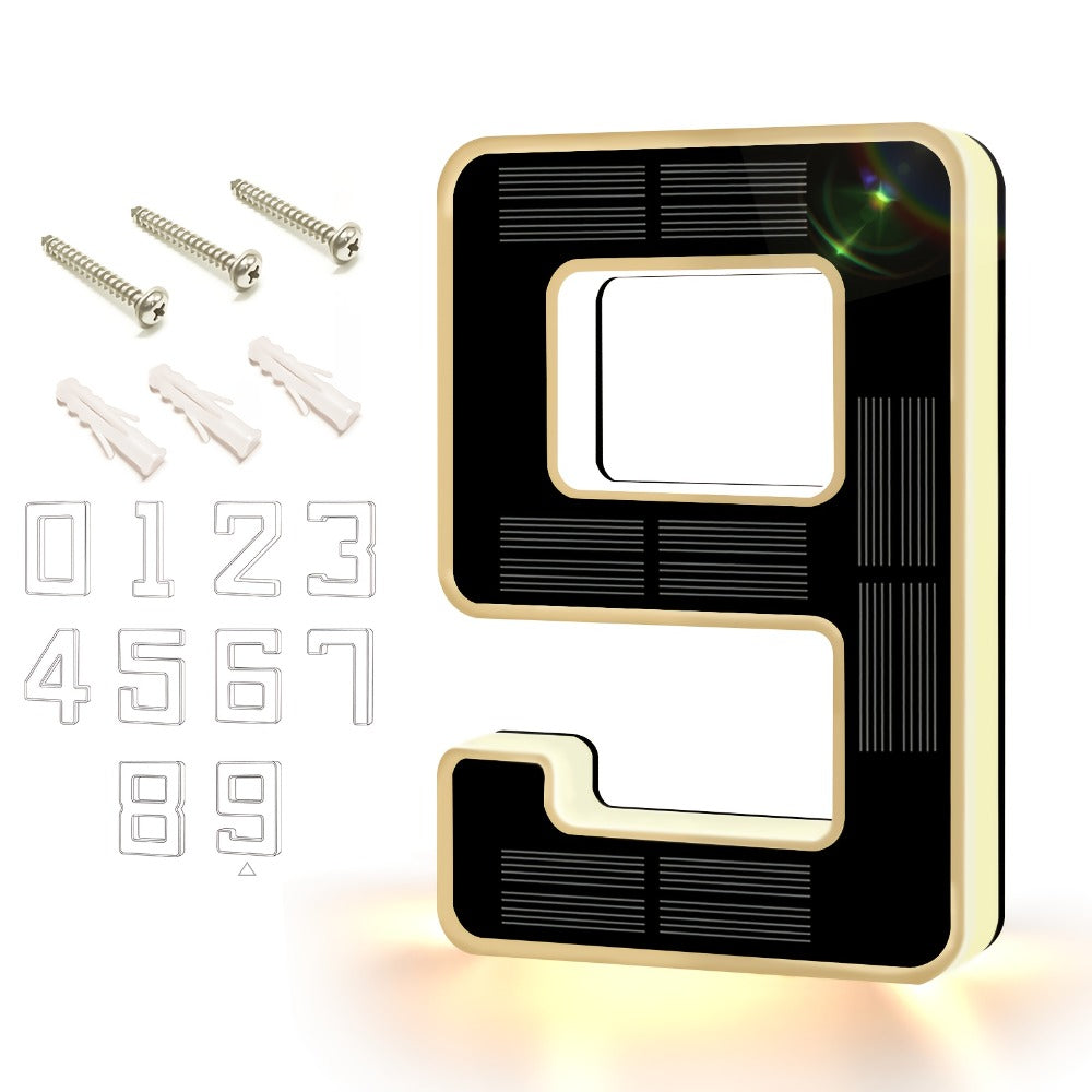 LED Solar House Number Light 6.7 Inch Wall Mounted – Smart Sensor Illuminated Address Number for Home Decor, No Wiring Energy-Saving Solar Powered Outdoor Light
