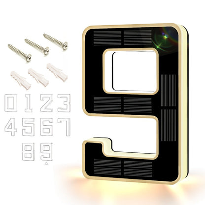 LED Solar House Number Light 6.7 Inch Wall Mounted – Smart Sensor Illuminated Address Number for Home Decor, No Wiring Energy-Saving Solar Powered Outdoor Light