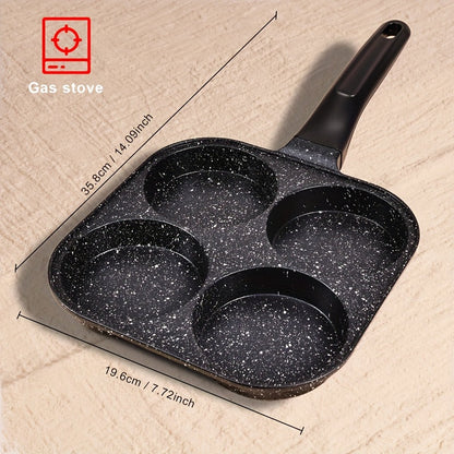 Non-Stick Frying Pan | Aluminum Egg Skillet with Wooden Handle | Breakfast Omelet Pancake Burger Pan for Home Kitchen Camping RV Dorm Cooking