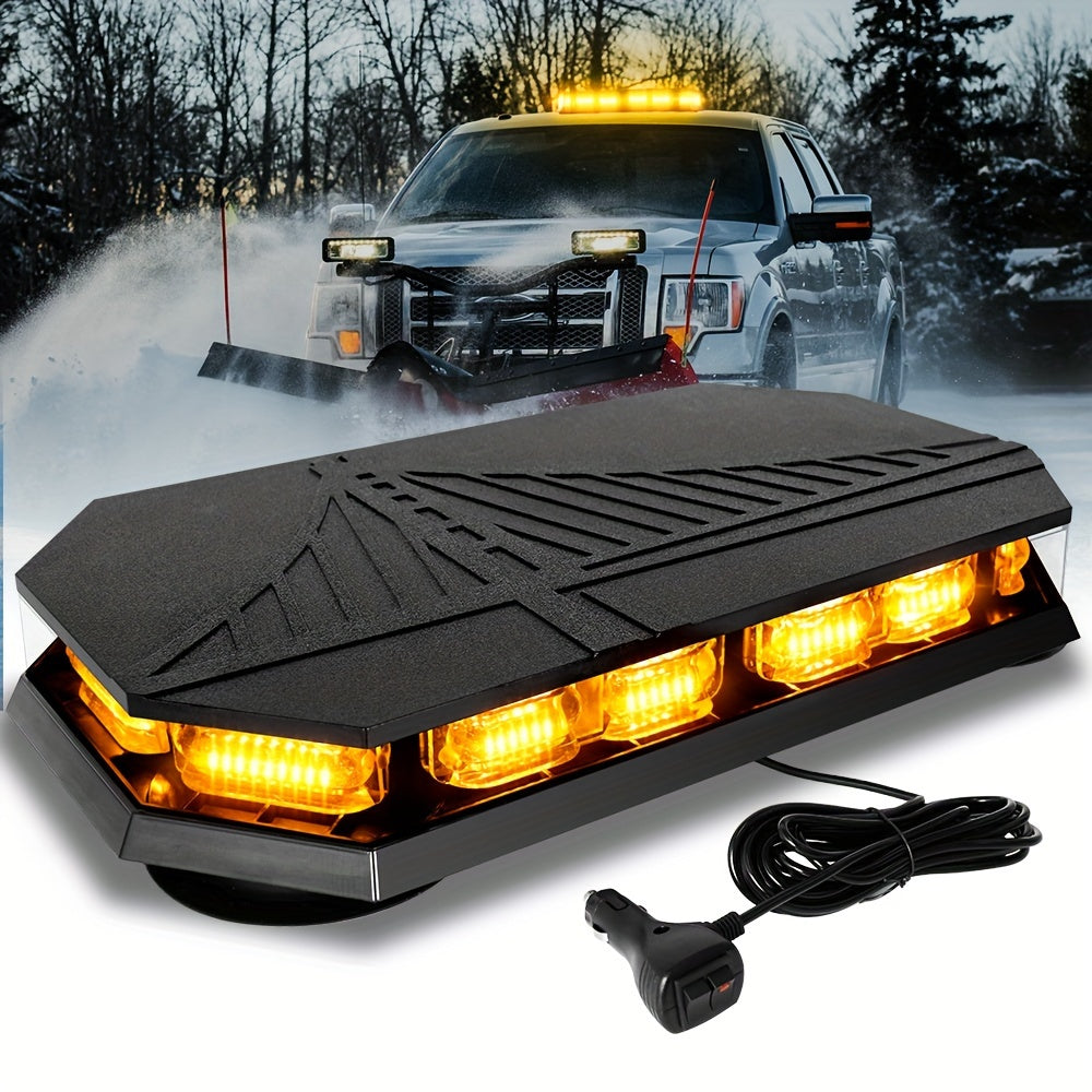 126 LED Roof Strobe Beacon Light Bar IP67 Waterproof Emergency Hazard Flashing Warning Light 12-24V for Construction Vehicles Tow Trucks Snowplow Postal Cars, Amber & Amber/White