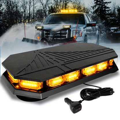 126 LED Roof Strobe Beacon Light Bar IP67 Waterproof Emergency Hazard Flashing Warning Light 12-24V for Construction Vehicles Tow Trucks Snowplow Postal Cars, Amber & Amber/White