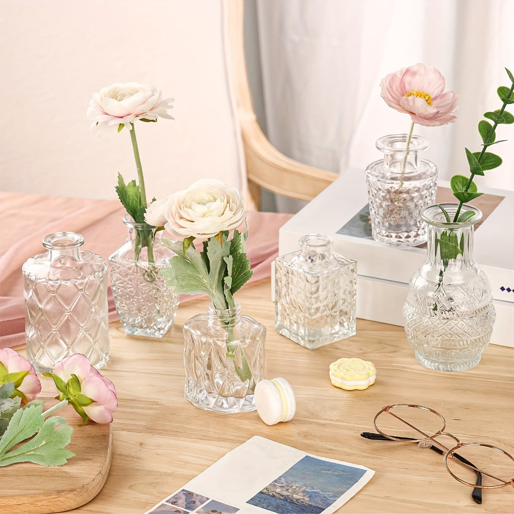 Clear Glass Bud Vase Assortment in 12-, 18-, 30-, 54- or 64-Piece Sets for Wedding and Table Displays