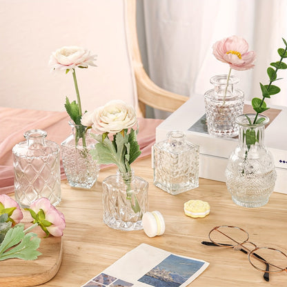 Clear Glass Bud Vase Assortment in 12-, 18-, 30-, 54- or 64-Piece Sets for Wedding and Table Displays