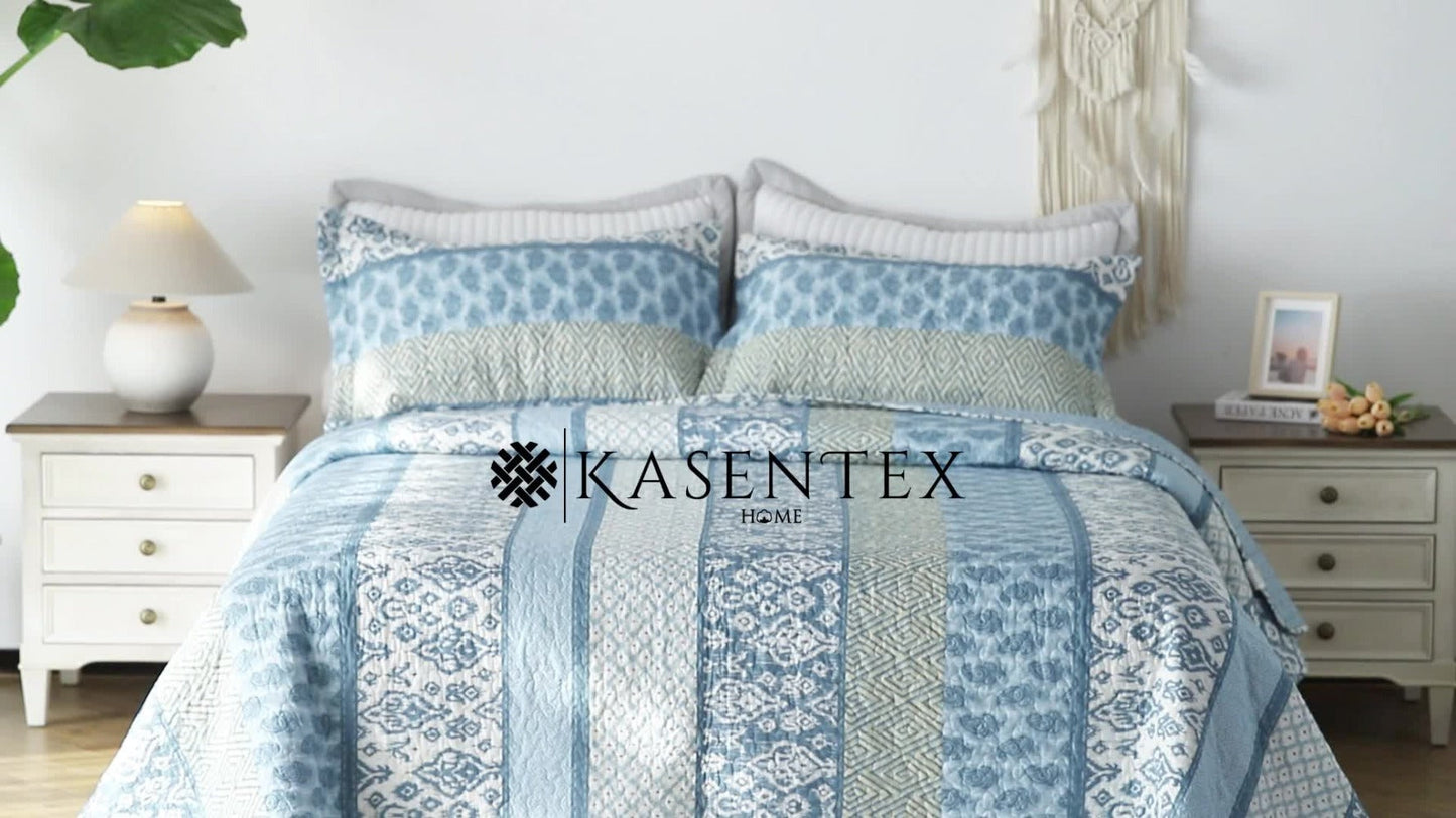 Lightweight Floral Quilt Set in Twin, Queen or King Sizes with 17 Paisley and Patchwork Color Options