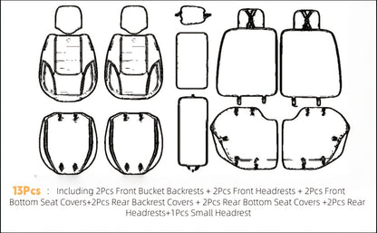 PU Leather Car Seat Cover Full Enclosure with Lumbar Support & Sponge Cushion – Two-Tone Sporty Design Universal Fit for Car Sedan Truck SUV (White-Black / Gray / Red-Black / Orange-Black)