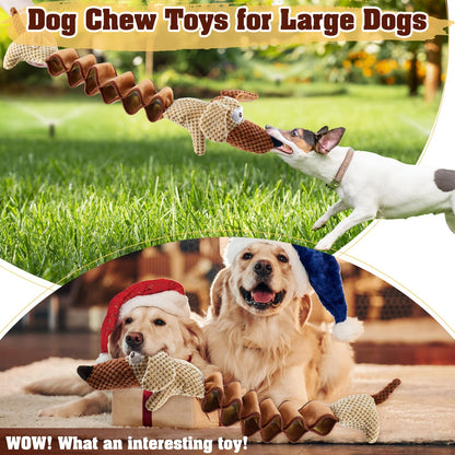 Dog Toy Stretchable Plush Tug with Built-In Squeaker, Crinkle Paper and 15.7 to 19.7-Inch Length