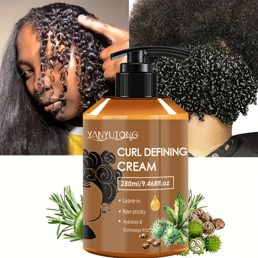 Curl Setting Cream with Castor Oil 280ml - Moisturizing Long-Lasting Curl Definition & Frizz Control, Non-Greasy Lightweight Formula for Wavy, Curly & Straight Hair, Women & Men
