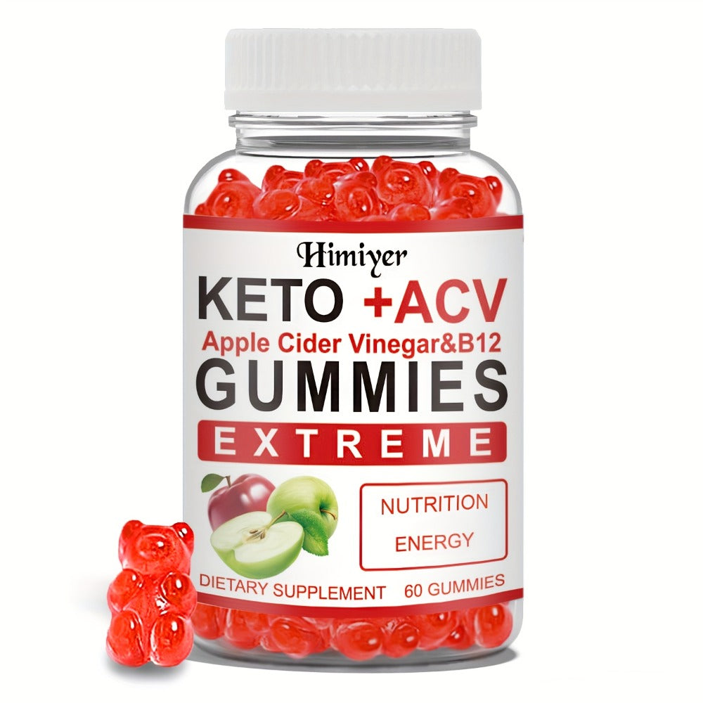 Dietary Supplement Apple Cider Vinegar Gummies with Vitamins B12 and B6 in One- or Three-Pack Options