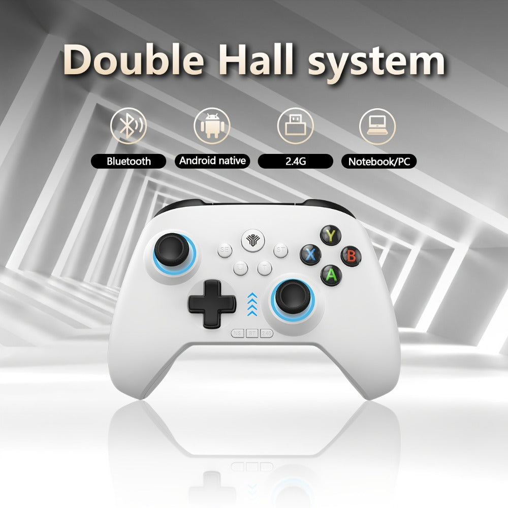 Three-Mode Wireless PC Controller with RGB Lighting, Hall Effect Joystick & Trigger, Programmable Buttons & Vibration for Windows PC, Android, Nintendo Switch & Steam – Not Compatible with Xbox