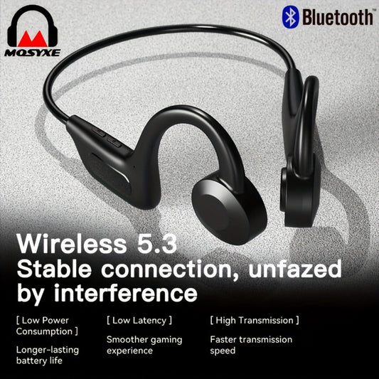 Open Ear Air Conduction Headphones Wireless, Mosyxe Sport Earphones with Noise Cancelling Mic, Seamless Bluetooth Pairing, Lightweight Open-Ear Design for Running Cycling Hiking Gym Outdoor Sports