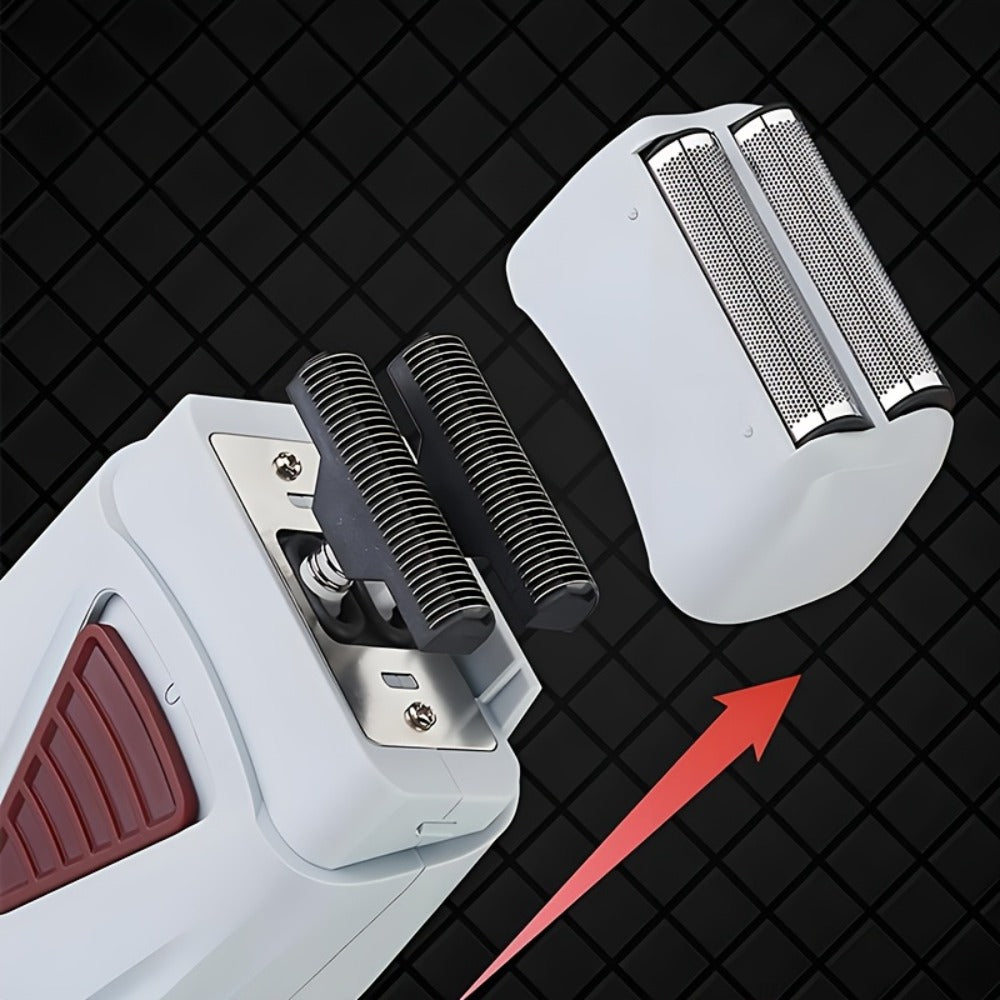Electric Shaver Dual-Head Razor with Stainless Steel Blades, USB Charging and 60+ Minute Wet/Dry Runtime