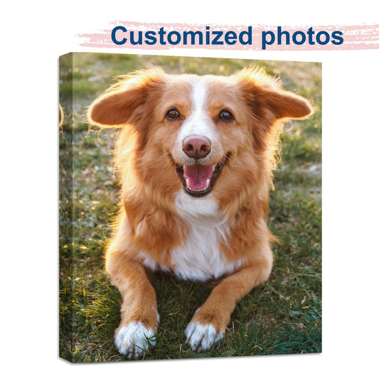Custom Canvas Print Personalized Pet Family Photo Wall Art Ready to Hang, Custom Photo Canvas Printing for Pets Weddings Birthdays, Framed & Unframed Canvas Options Multiple Sizes 6x8 to 24x16in