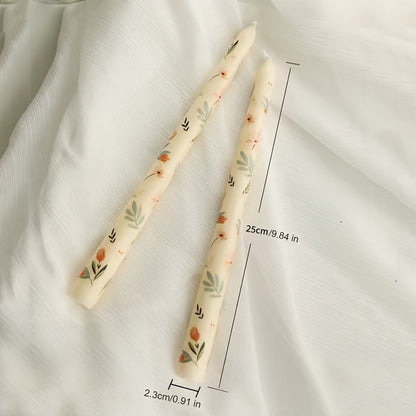 Patterned Taper Candle Set with 9.84-Inch Height in Green, Purple, Blue or Pink and Two- or Four-Piece Options