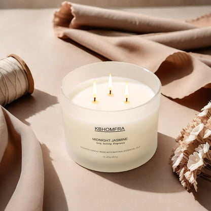 12.4oz Candle with Three Cotton Wicks, Wide Glass Jar, Gift Box and Six Fragrance Selections
