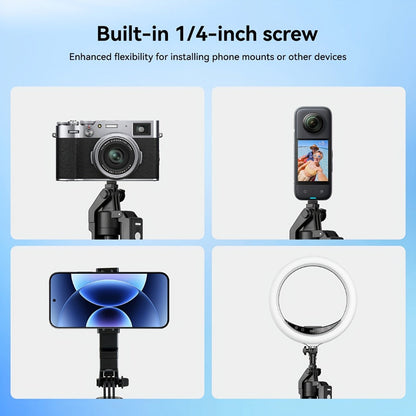 AI Selfie Stick Tripod with 360° Face Tracking, Built-In Fill Light & Wireless Remote – Sleek Metal Finish, Adjustable Height, Compatible with iPhone & Android for YouTube TikTok Vlogging Travel Photography