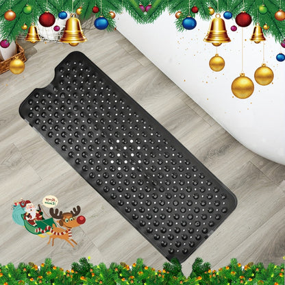Non-Slip Shower Mat with Suction Cups & Massage Rings - Quick Drain Bath Mat for Shower, Bathtub, Hotel & Bathroom - Round Hole Design Anti-Slip Rug