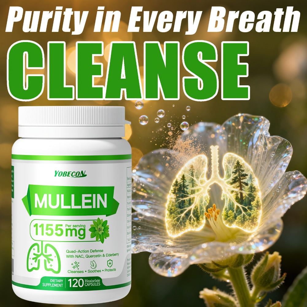 Lung Cleanse Capsules 120 Count with Mullein & NAC for Respiratory Support, Airway & Breathing Comfort, Immune Health, Seasonal & Year-Round Supplement for Adults