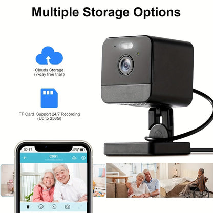 Indoor Security Camera 4-Pack Dual Band WiFi – Full Color Night Vision, Motion Detection Alerts, Two-Way Audio, Built-In Siren, Baby & Pet Monitor, 256GB SD & Cloud Storage for Home