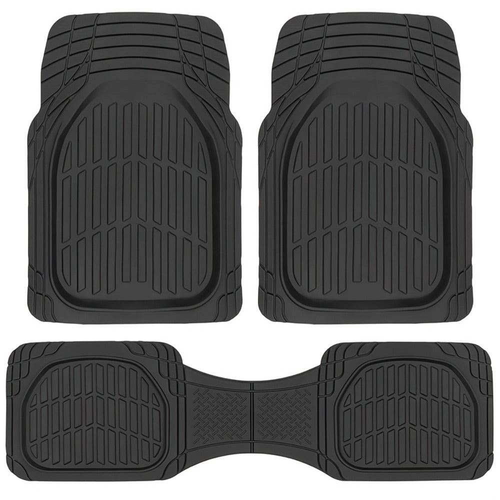 All-Weather Car Floor Mats Full Set, Metallic Chrome Non-Slip Heavy-Duty Universal Fit Floor Liners for Cars SUVs Trucks, Front & Rear Shiny Automotive Carpet Protection in 6 Colors