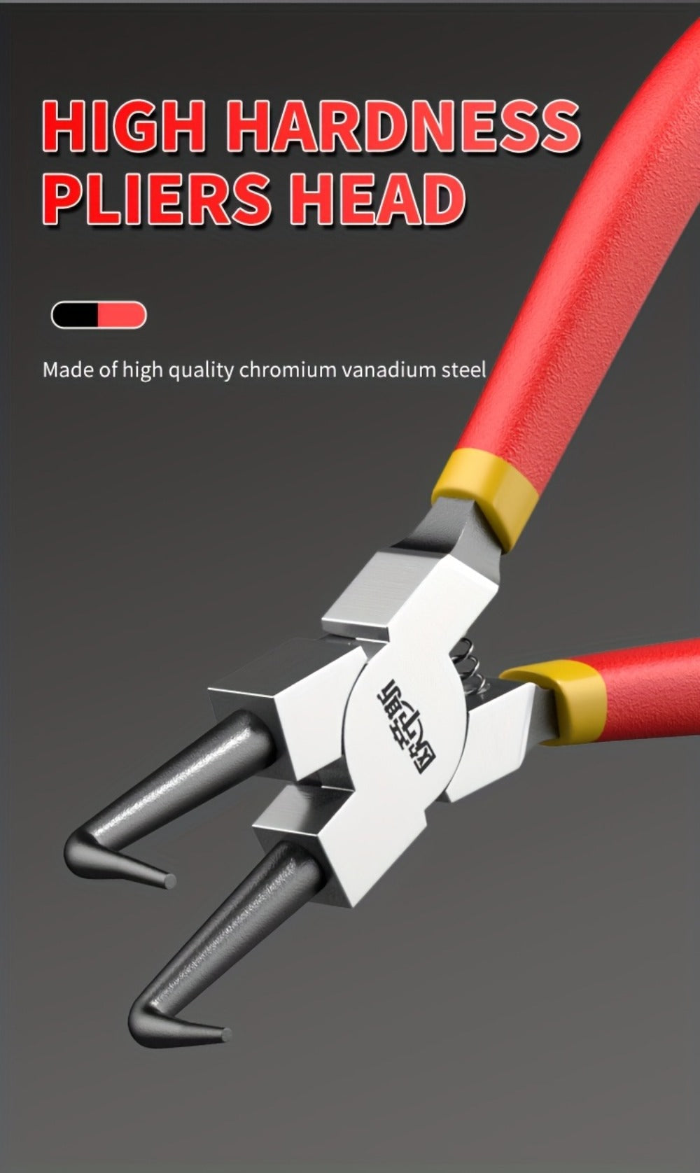 Four-Piece Snap Ring Pliers Set with Straight and Curved Jaws for Internal or External Rings in 7- or 9-Inch Sizes