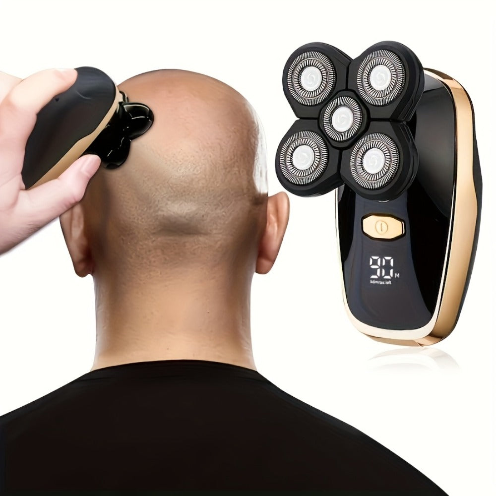 Palm-Size Multi-Rotary Electric Shaver with Display in 5D, 7D and Type A Checkout Styles Pictured