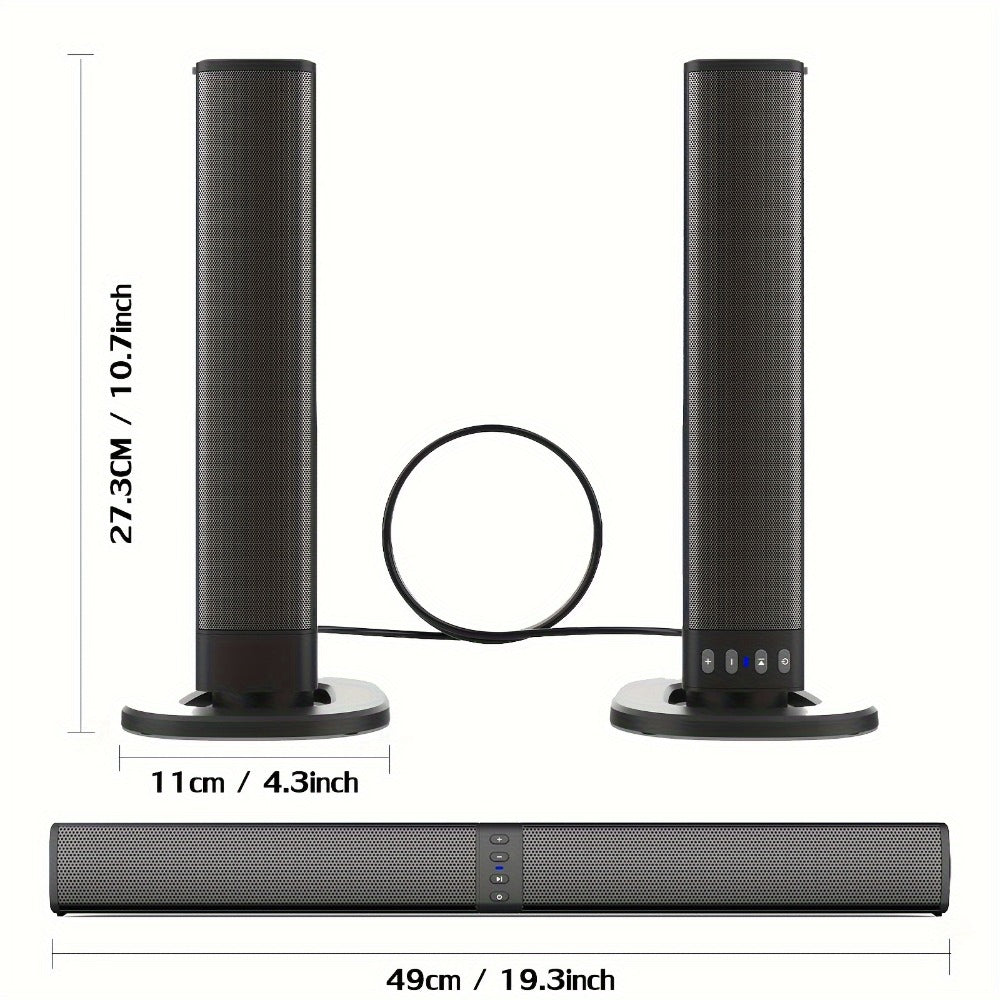 Detachable 19.3-Inch TV Soundbar with Four-Speaker Layout, TF, AUX, FM, RCA and TWS Inputs