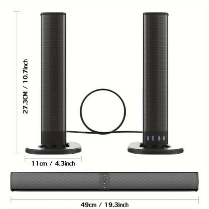 Detachable 19.3-Inch TV Soundbar with Four-Speaker Layout, TF, AUX, FM, RCA and TWS Inputs