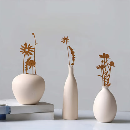 Rustic Metal Wildflower Bouquet, 10-Piece Mixed Stem Set from 25.4 to 40 cm for Vases and Planters