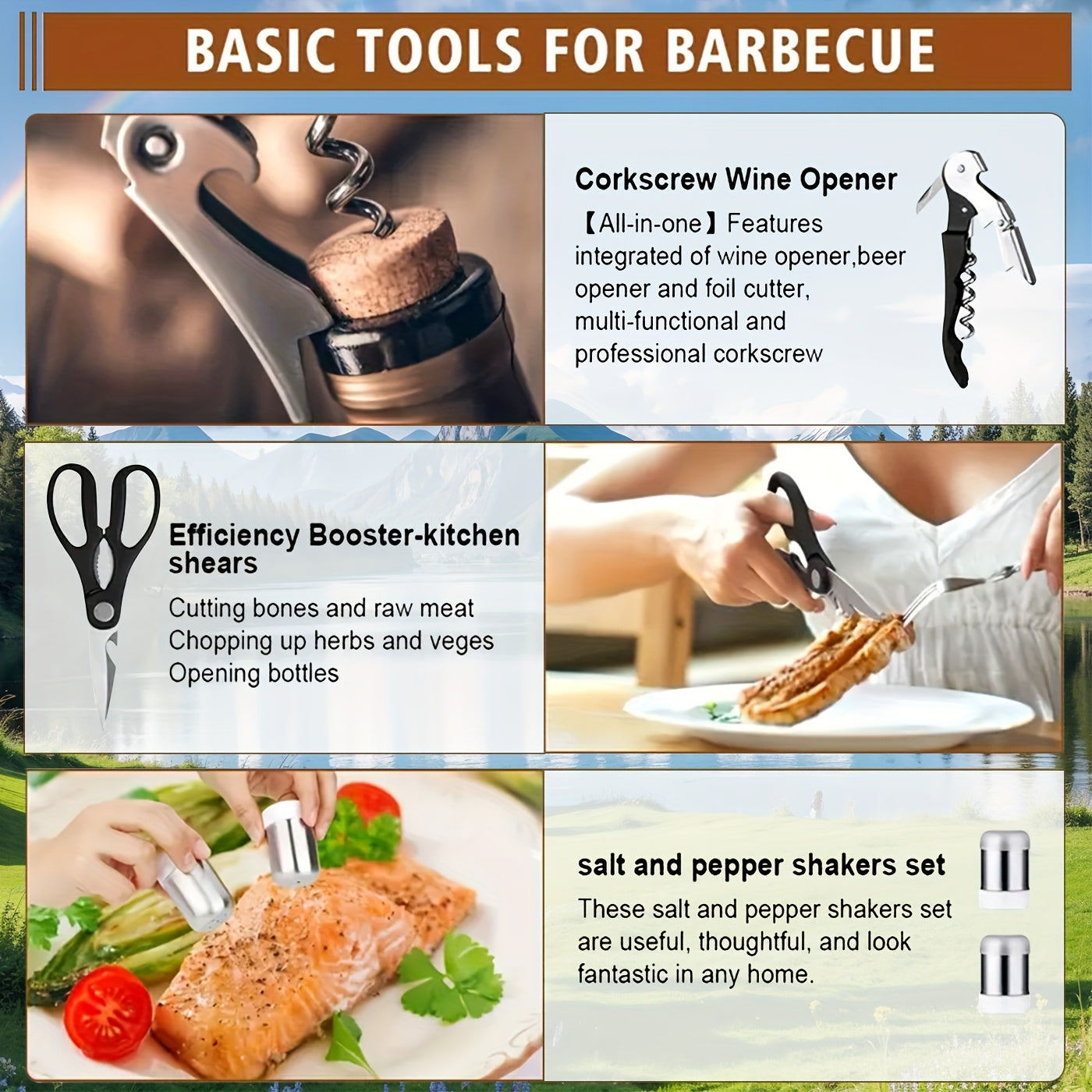 Thirty-Five-Piece BBQ Grill Tool Kit with Thermometer, Two Grill Mats, Heat Glove and Carry Case