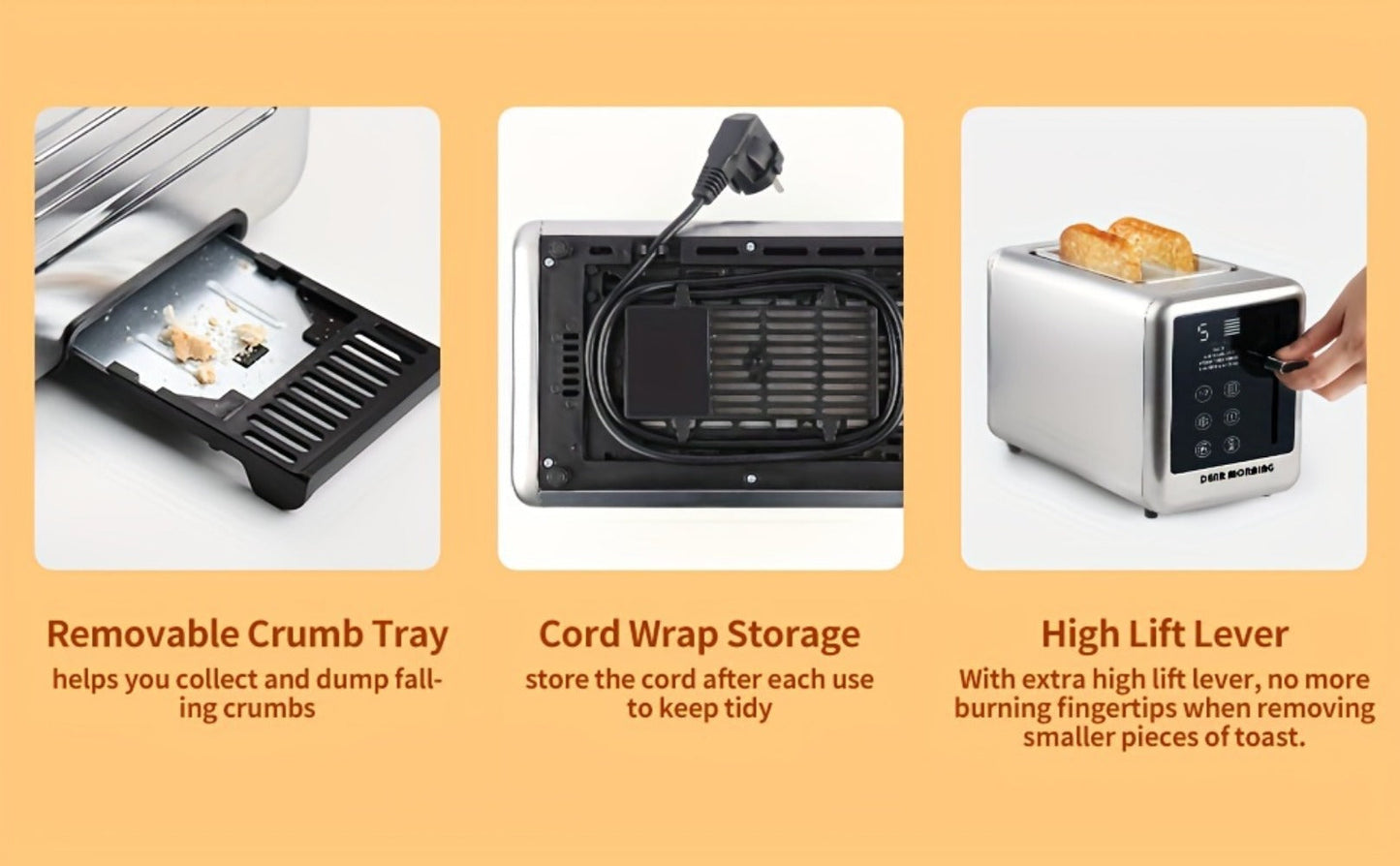 Touch-Screen Two-Slice Toaster with Seven Browning Levels, Five Modes and Stainless-Tone Housing