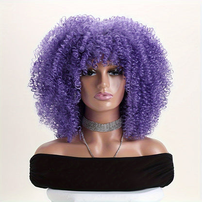 Synthetic Wig 16-Inch Kinky Curly Afro with Elastic Net Cap in 18 Color Options for Cosplay Looks