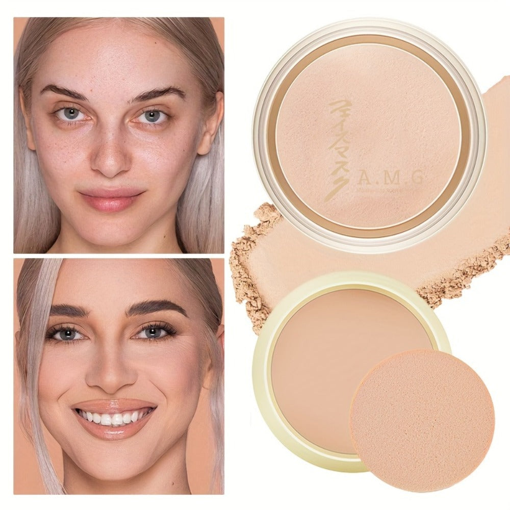 Oil Control Setting Powder Kit with Concealer Puff & Brush — Wet & Dry Dual Formula, Water-Resistant extended-wear Matte Finish Face