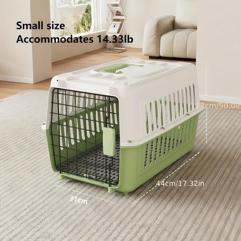Hard-Shell Pet Carrier Crate with Front Grid Door, Side Ventilation and Standard or XL Sizes in Three Colors