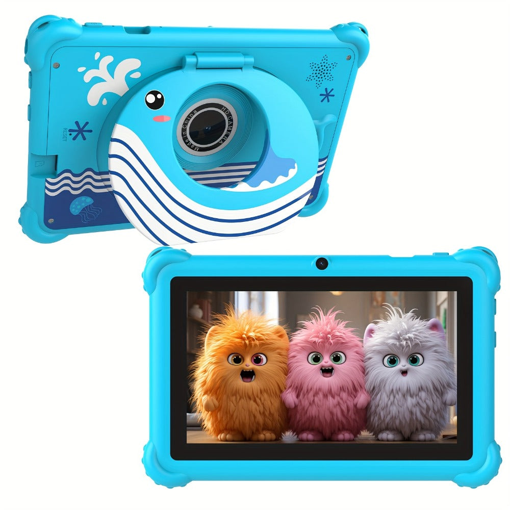 PEICHENG 7 Inch Kids Tablet with Silicone Case – Eye Protection Screen, WiFi, 2GB RAM 32GB ROM, Dual Camera, Parental Control, Educational Games, Android Tablet Gift for Kids Blue Pink