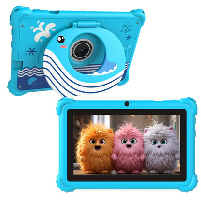 PEICHENG 7 Inch Kids Tablet with Silicone Case – Eye Protection Screen, WiFi, 2GB RAM 32GB ROM, Dual Camera, Parental Control, Educational Games, Android Tablet Gift for Kids Blue Pink