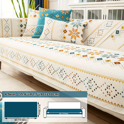 Sofa Cover Bohemian Geometric Panels for 1 to 4 Seats, Armrest or Backrest in Five Color Options