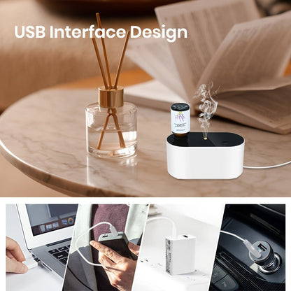 Waterless Essential Oil Diffuser – Smart Aroma Diffuser with 3 Modes, Auto Cycle Atomizer & Colorful LED Lights for Home Office Car Yoga, Mini Portable Scent Diffuser (Oils Not Included)