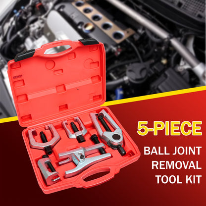Ball Joint Separator Tool Set 5-PC – Tie Rod Pitman Arm Remover Kit, Forged Chrome Steel, Non-Marring, Fits Truck SUV Car, Perfect Mechanic Gift for Men