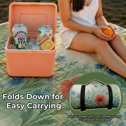 Large Padded Picnic Blanket with Roll-Up Carry Straps and Five Evidence-Bound Pattern Options