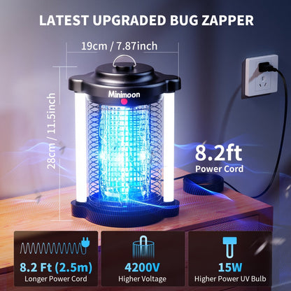 Pest Control Mininoon Electric Light-Grid Device with Dual LED Layout, 15W Marking and Hanging Chain