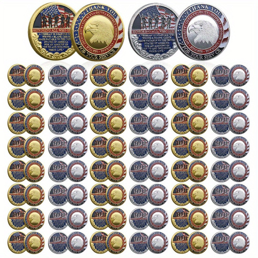 48-Piece Military-Themed Prayer Challenge Coin Set with 24 Gold-Tone and 24 Silver-Tone Coins for Adult Collectors