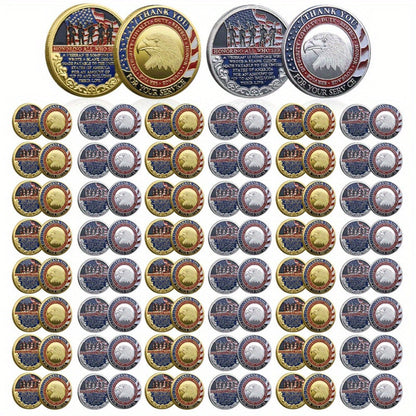 48-Piece Military-Themed Prayer Challenge Coin Set with 24 Gold-Tone and 24 Silver-Tone Coins for Adult Collectors