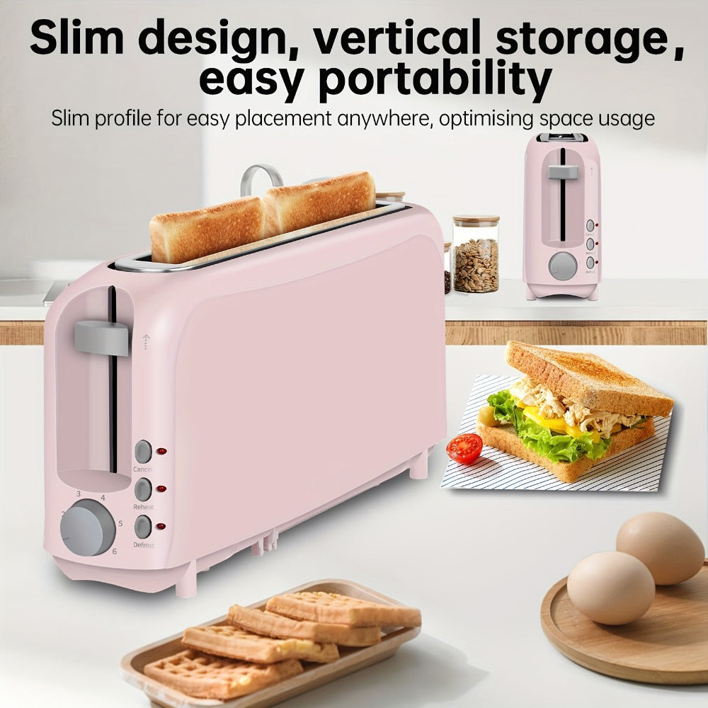 Slim Toaster 2-Slice – SEEDEEM 6-Setting Shade Control, Cancel, Reheat & Defrost, Removable Crumb Tray, 750W Compact Fits-Anywhere Design for Bread, Waffles & Bagels, 6 Colors Available