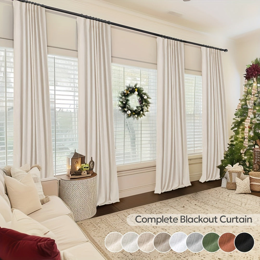 Four-Panel Textured Window Curtain Set in Ten Colors and 50-Inch Width with Four Exact Length Options