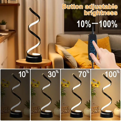 Dimmable Spiral Table Lamp with Touch Control & USB-C Charging Port, 3-Way Brightness Bedside Nightstand Lamp, Modern Minimalist LED Desk Lamp for Bedroom Living Room, Black & White