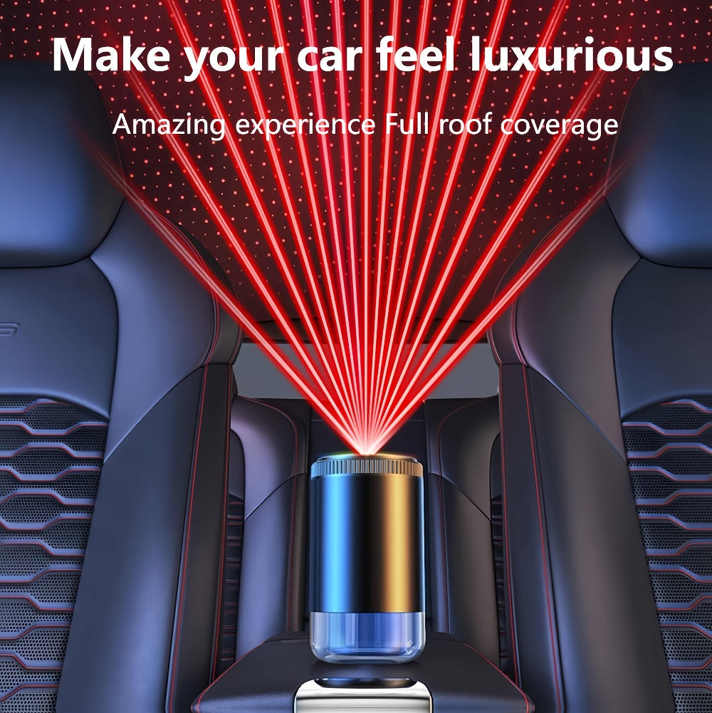 Car Aromatherapy Diffuser with Dynamic Light Show & Starry Sky Mode – Adjustable Scent Intensity, USB Rechargeable, Eliminates Odors, Gardenia, Lavender, Marine & Cologne Scents
