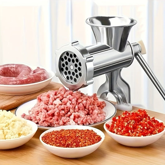 Manual Meat Grinder with Table Clamp Heavy Duty Stainless Steel Hand Crank Food Processor for Grinding Meat Vegetables & Spices – No Electricity Required