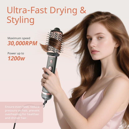 Negative Ion Hair Dryer Brush 4-in-1 Hot Air Styler, Curl, Straighten, Scalp Massage & Blow Dry, Adjustable Heat & Wind Speed